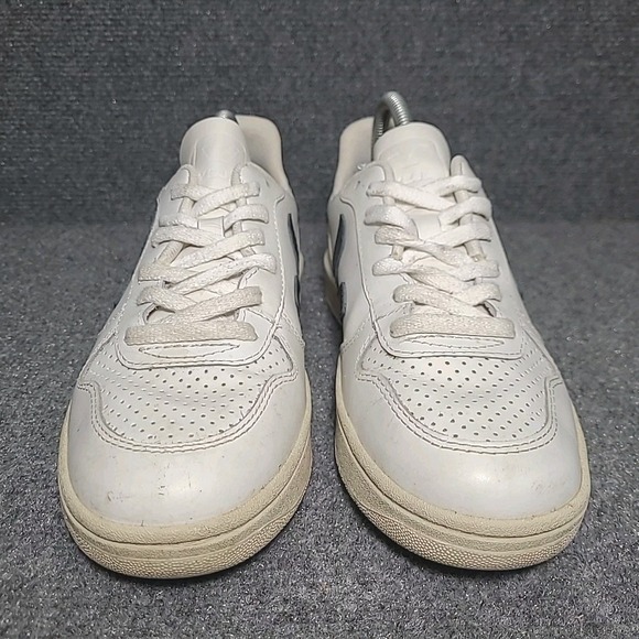 VEJA V-10 Sneakers Womens Size 7 White Red Blue Leather White Nautico Pekin - Picture 2 of 16